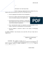 Form 106 Affidavit of No Relation