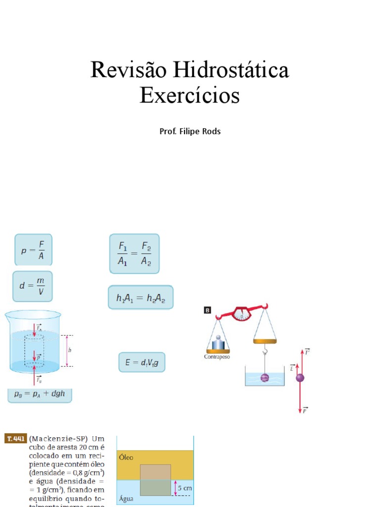 Revisão Hidrostática - Exercícios | PDF
