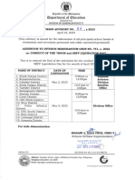 Division Advisory No. 88 S. 2023 Addendum To Division Memorandum Osds No. 751 S. 2022 Re Conduct of The Mooe and SBFP Liquidation Day 1