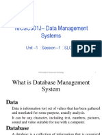 18CSC301J - Data Management Systems: Unit - 1: Session - 1: SLO - 1