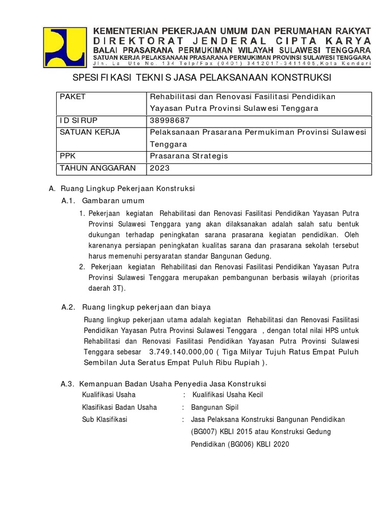 Spesifikasi Teknis | PDF