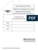 Iip International School Cambridge Igcse Preparation Course Chemistry Practice Paper Observing, Measuring and Recording (Paper-6)