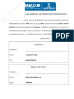 Requerimento de Abertura de Processos Cartográficos Devidamente Assinado Pelo(s) Proprietários e Responsável Técnico