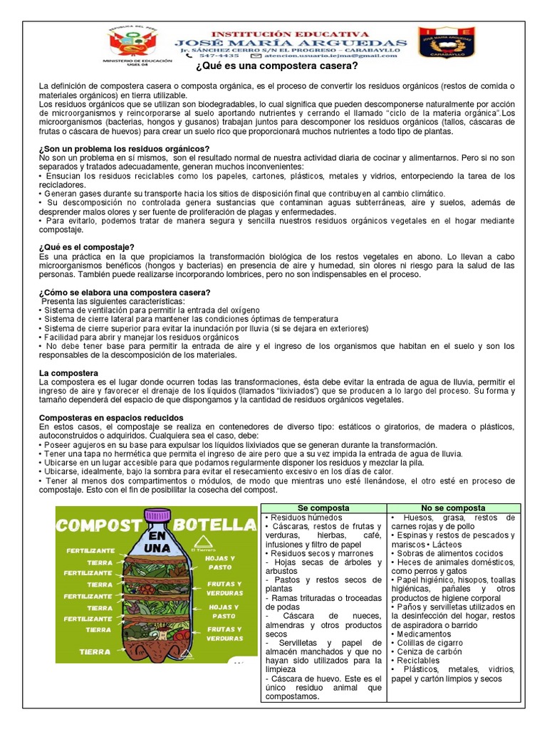 EDA 3 - ACTIVIDAD 12 - C.T - 1° La Compostera | PDF | Compost | Naturaleza