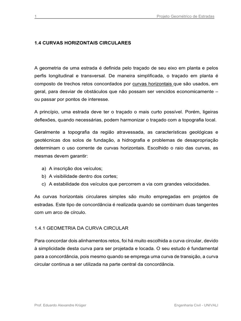 Geometria de Curvas Horizontais Simples | PDF | Curva | Geometria