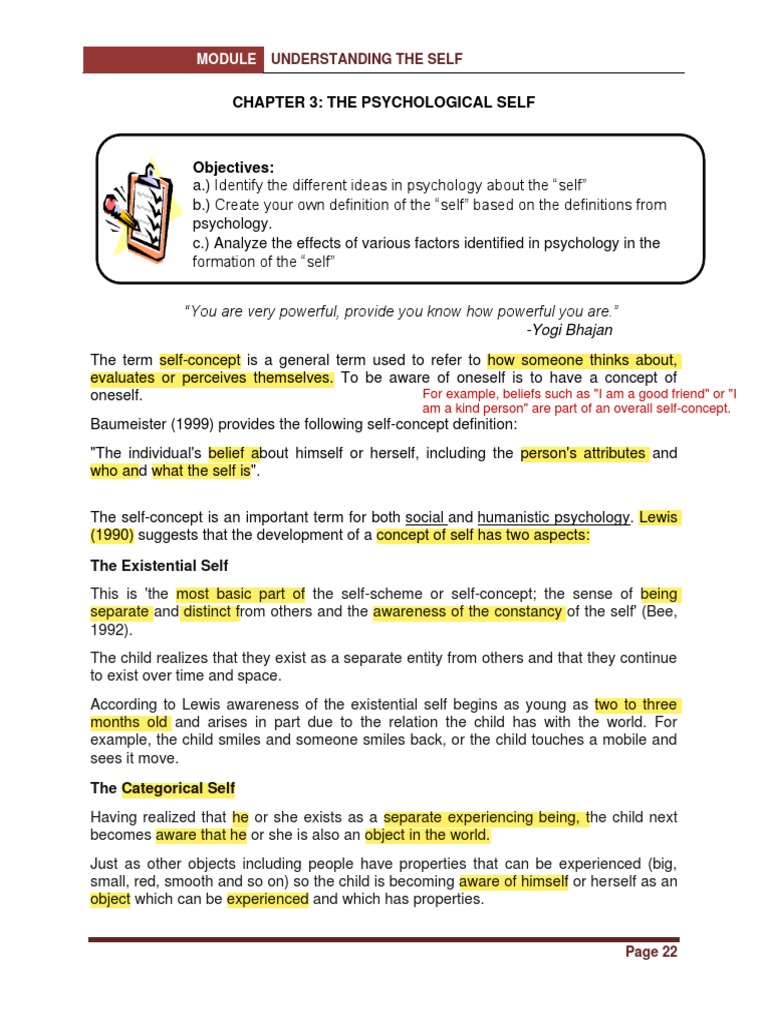 Understanding the Psychological Self | PDF | Self Esteem | Self Concept