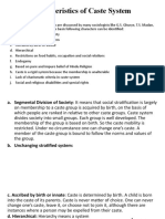 Characteristics of Caste System