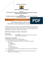 Republic of Kenya: Vacancies in The Office of The Registrar and Assistant Registrar of Political Parties