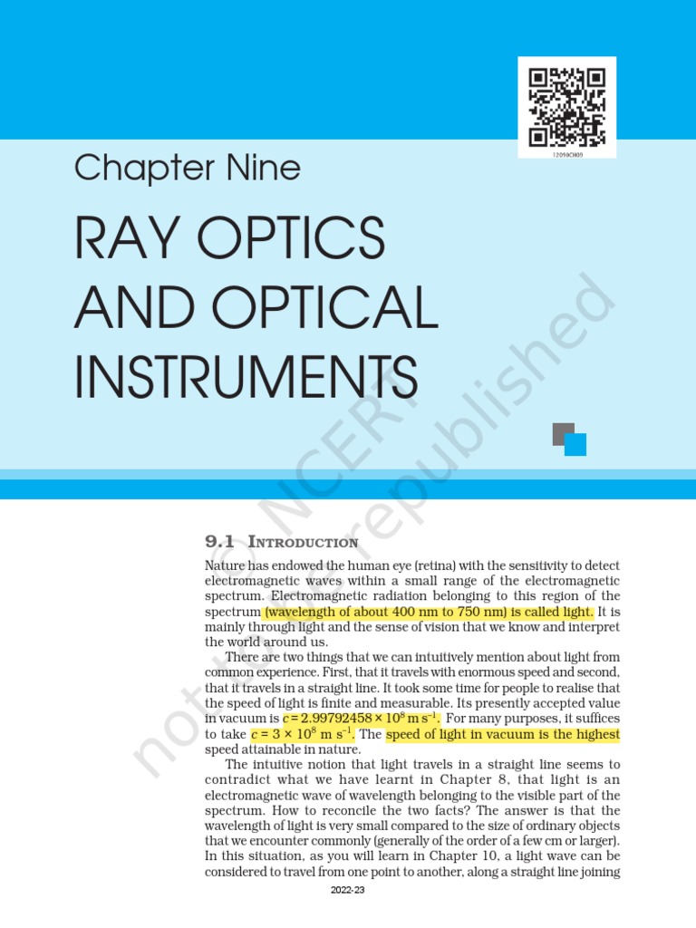 Ray Optics PDF Refraction Refractive Index