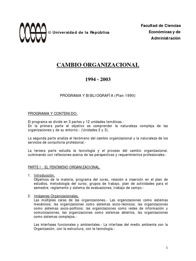 Cambio Organizacional - 1994 - 2003 | PDF | Gestión del cambio ...