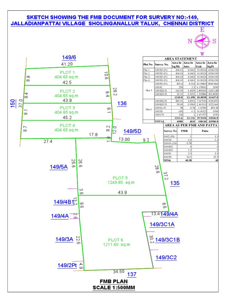 FMB Sketch for Survey No. 149, Chennai | PDF