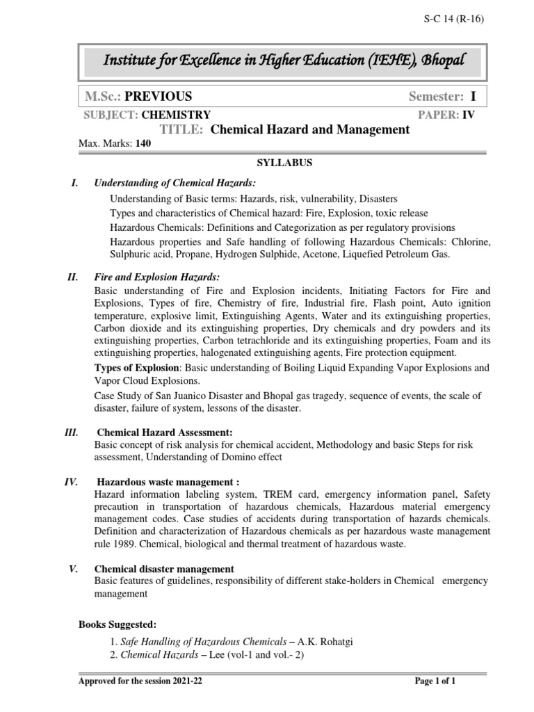 Institute For Excellence in Higher Education (IEHE), Bhopal: M.SC ...