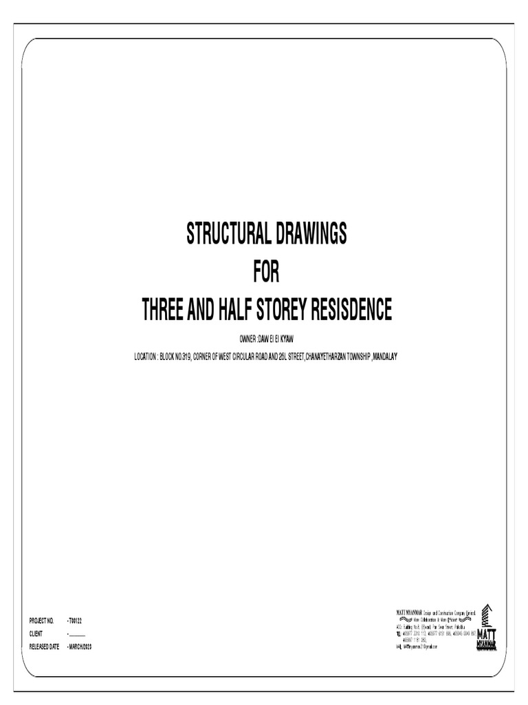 Structural Drawings for Residence Project | PDF | Concrete | Deep ...