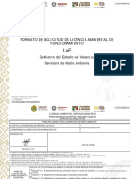 Formato de Solicitud de Licencia Ambiental de Funcionamiento Gobierno Del Estado de Veracruz