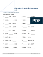 Grade 5 Subtract From 4 Digit Missing Number A