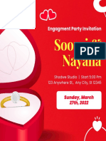 Red White Illustration Ring Engagment Party Invitation
