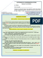 Actividades de Comprensión Lectora: Semana: 21 Al 25.06.21