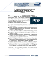 Acta de Validación de La Información Socioeconómica Y Familiar Correspondiente Al Postulante