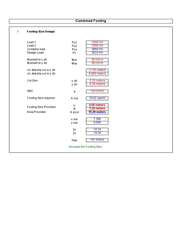 Combined Footing Design Excel Sheet | PDF | Physical Sciences | Applied ...