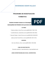 Programa de Investigación Formativa: Universidad Cesar Vallejo