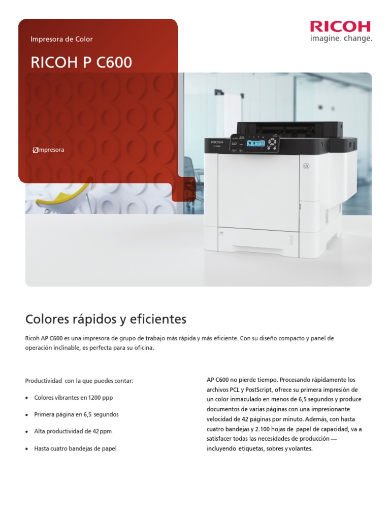 Ricoh P C600 | PDF | Impresora (Computación) | USB