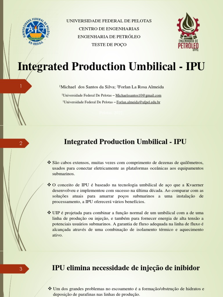Umbilicais de Produção Integrada (IPU) | PDF | Ciências e Matemática ...