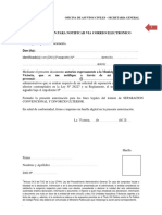Autorización para Notificar Vía Correo Electrónico - La Victoria