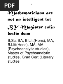 Mathematicians Are Not An Intelligent Lot-Epistemology Logic Mathematics Philosophy Foundations