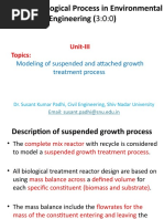 Unit-III Topics:: Modeling of Suspended and Attached Growth Treatment Process