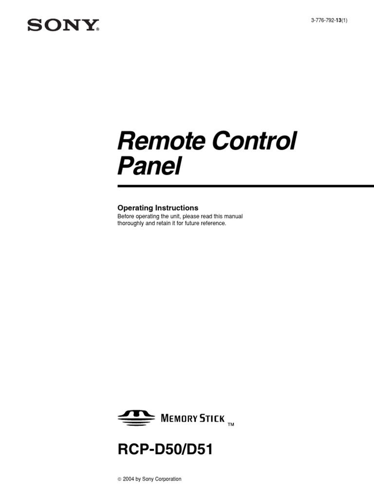 Remote Control Panel: RCP-D50/D51 | PDF | Matériel informatique ...