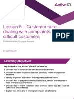 Lesson 5 - Customer Care - Dealing With Complaints and Difficult Customers