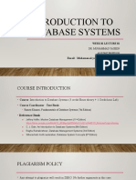 Introduction To Database Systems: Email: Muhammad - Yaseen@riphah - Edu.pk