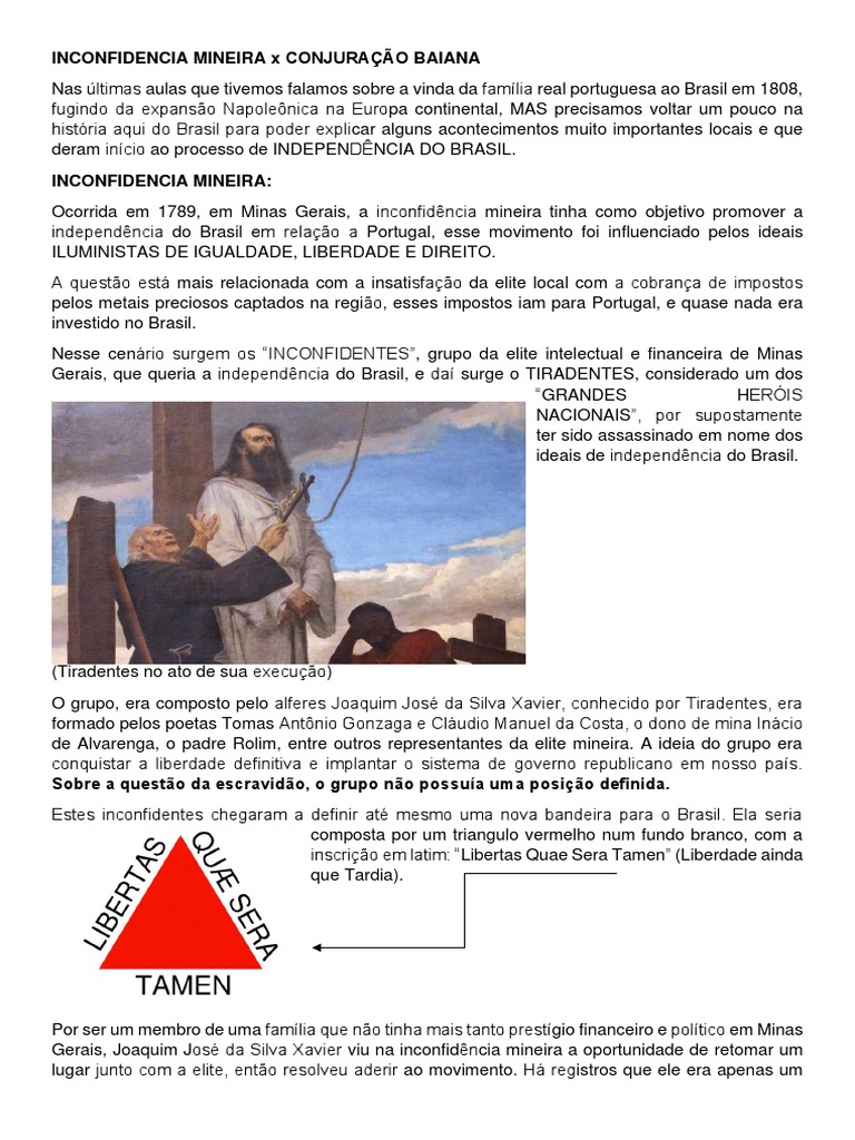 Inconfidencia Mineira X Conjuração Baiana | PDF | Brasil