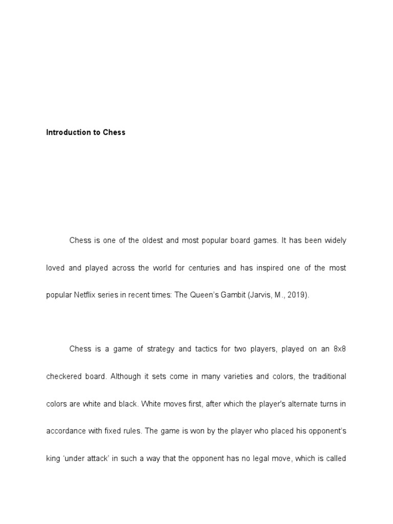 Introduction To Chess PDF Chess Chess Theory