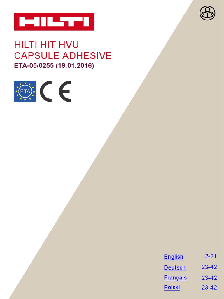 Hilti Hit Hvu Capsule Adhesive 221 2342 Deutsch English Français