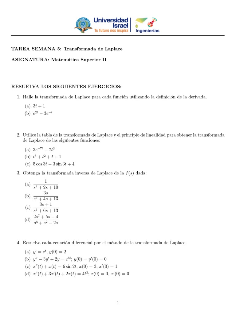 Ejercicios de Transformada de Laplace | PDF