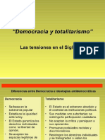 CLASE 4 - DIFERENCIAS ENTRE DEMOCRACIA Y TOTALITARISMO. Relacion Estado Y Sociedad. Prof. Colman Tulio