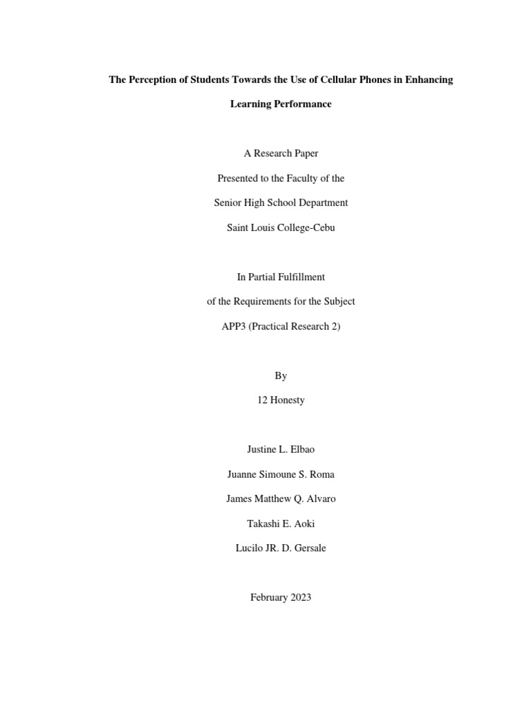 Student Perceptions of Mobile Phones in Learning | PDF | Educational ...