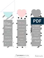 Self Care Bookmarks Free Printable SaturdayGift