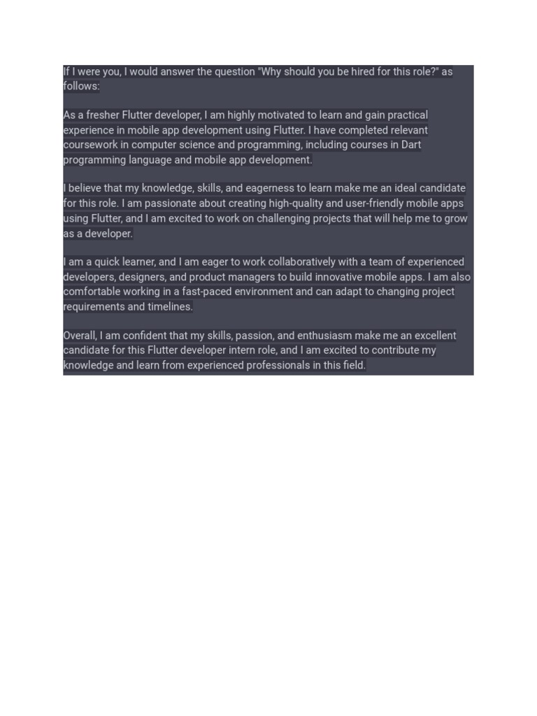 Flutter Developer Internship Application | PDF