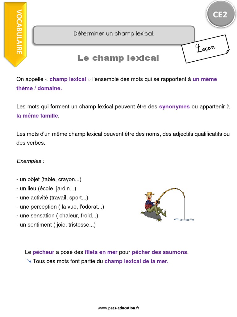 Mots De La Même Famille Que Froid Déterminer Un Champ Lexical. CE2 Leçon | PDF