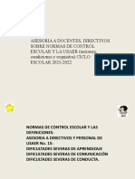 Asesoria A Docentes, Directivos Sobre Normas de Control ESCOLAR Y LA USAER (Acciones, Condiciones y Requisitos) CICLO ESCOLAR 2021-2022