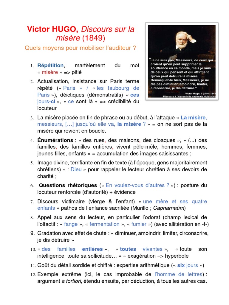 Discours de Victor Hugo sur la Misère | PDF