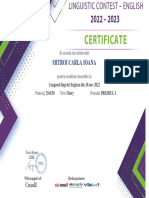Certificate: Mitroi Carla Ioana