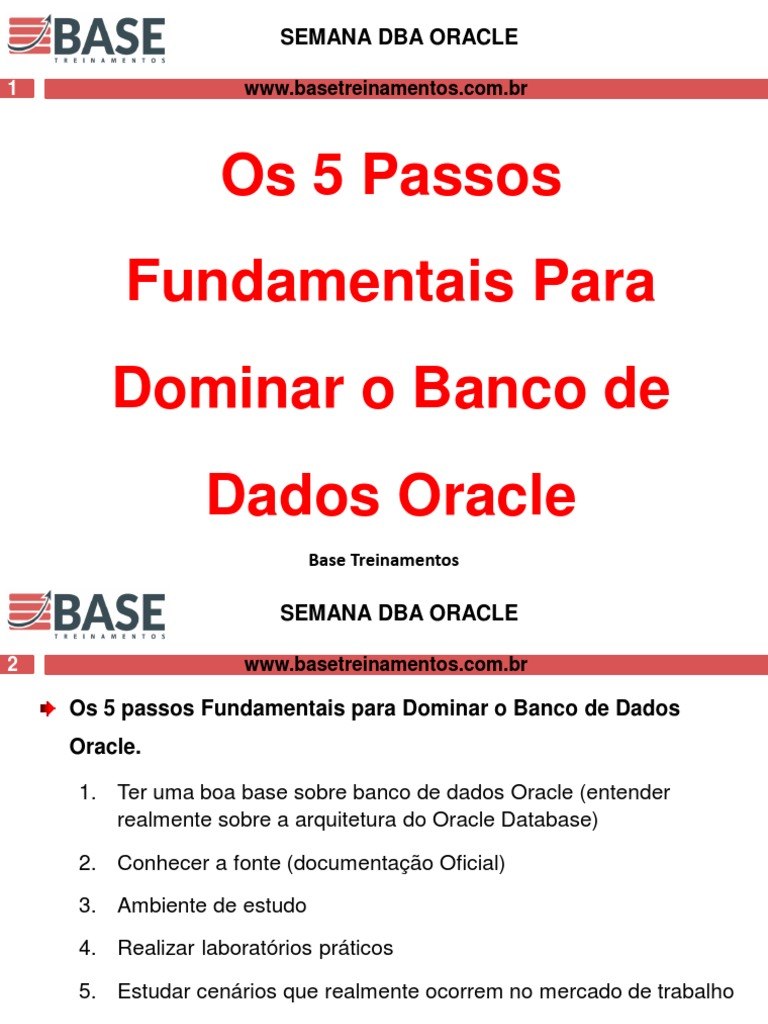 Os 5 Passos Fundamentais para Dominar o Banco de Dados Oracle | PDF ...