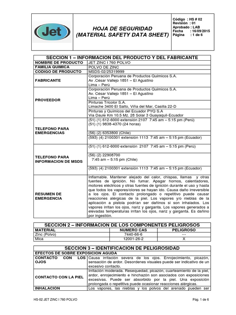 HS-02 Jet Zinc I 760 Polvo | PDF | Agua | Ventilación (Arquitectura)