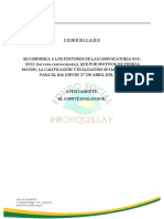 Comunicado N031-2022-LG-FSM (Tercera Convocatoria) Comité Externo