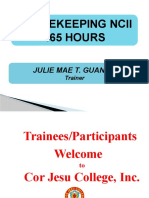 Housekeeping Ncii 465 HOURS: Julie Mae T. Guanga