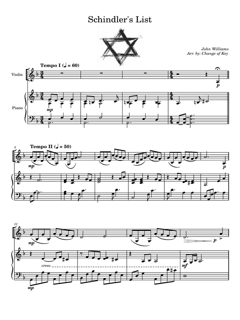 John williams schindlers list main theme for violin and piano pdf