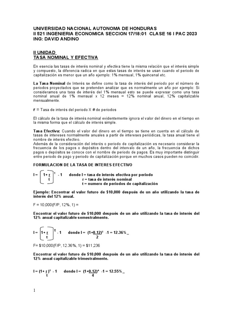 Tasa Nominal y Efectiva en Finanzas | PDF | Interés | Bancos